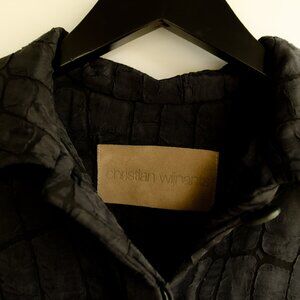 Christian Wijnants Belted Cai Coat Trench Duster in Nightshine Croc $705 FR 36 S